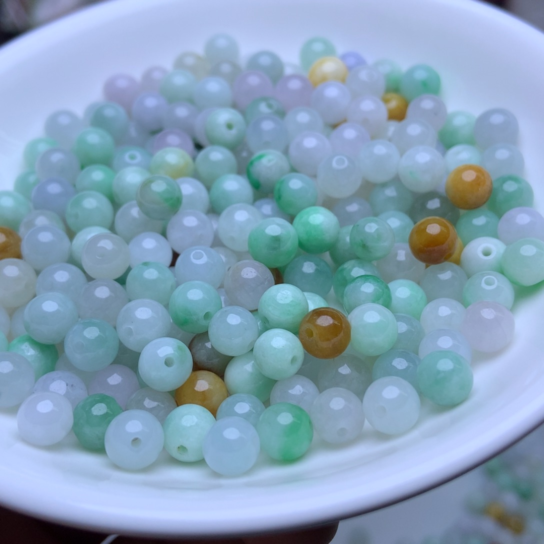 未镶嵌手链翡翠卡6.2冰三彩50个