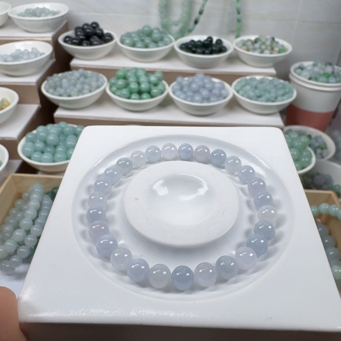 翡翠未镶嵌手链缅甸翡翠A货卡6.8mm