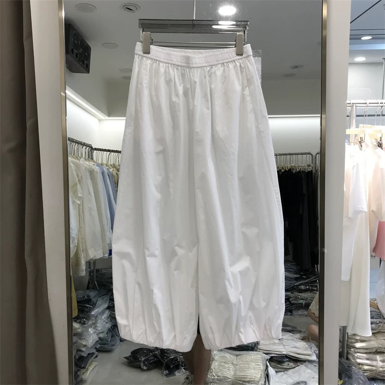 裤子灯笼休闲白色百搭九分