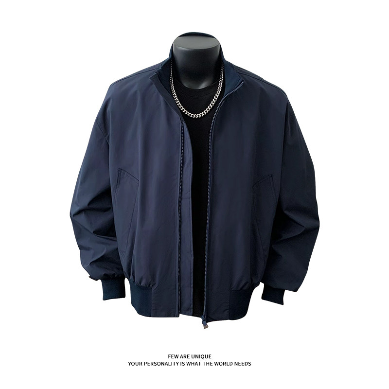 藏青色cleanfit短款机能飞行夹克男秋季硬汉风潮牌高级感立领外套