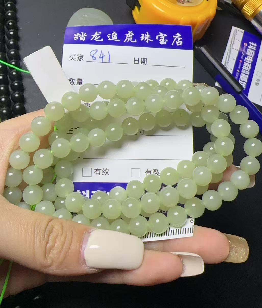 和田玉项链卡8mm