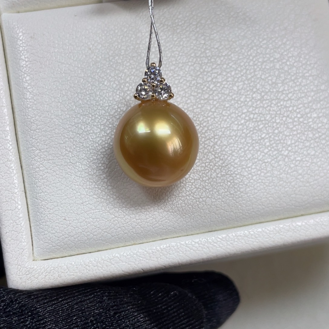 海水珍珠吊坠(不含链)18K金镶嵌12.5mm