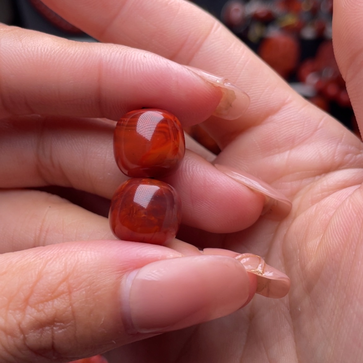 【闪购商品】南红玛瑙老型对珠13➕未镶嵌凹*曼