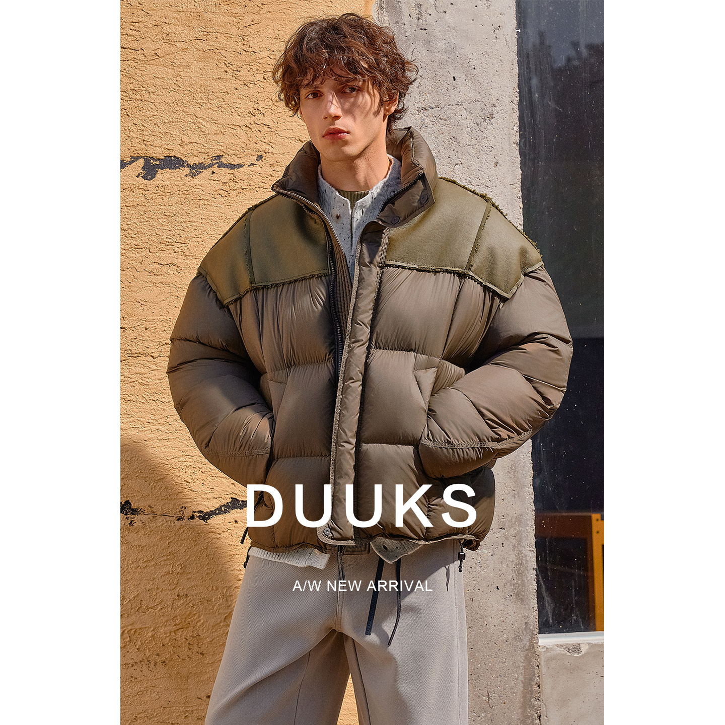 PU皮拼接立领羽绒服男士加厚2025新款秋冬季保暖面包服外套JDYR35