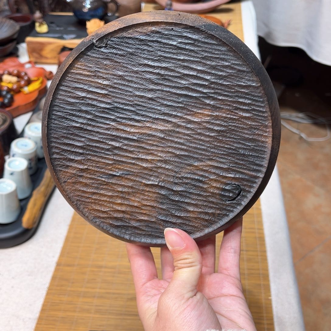 缅甸鸡翅木手工底座壶承