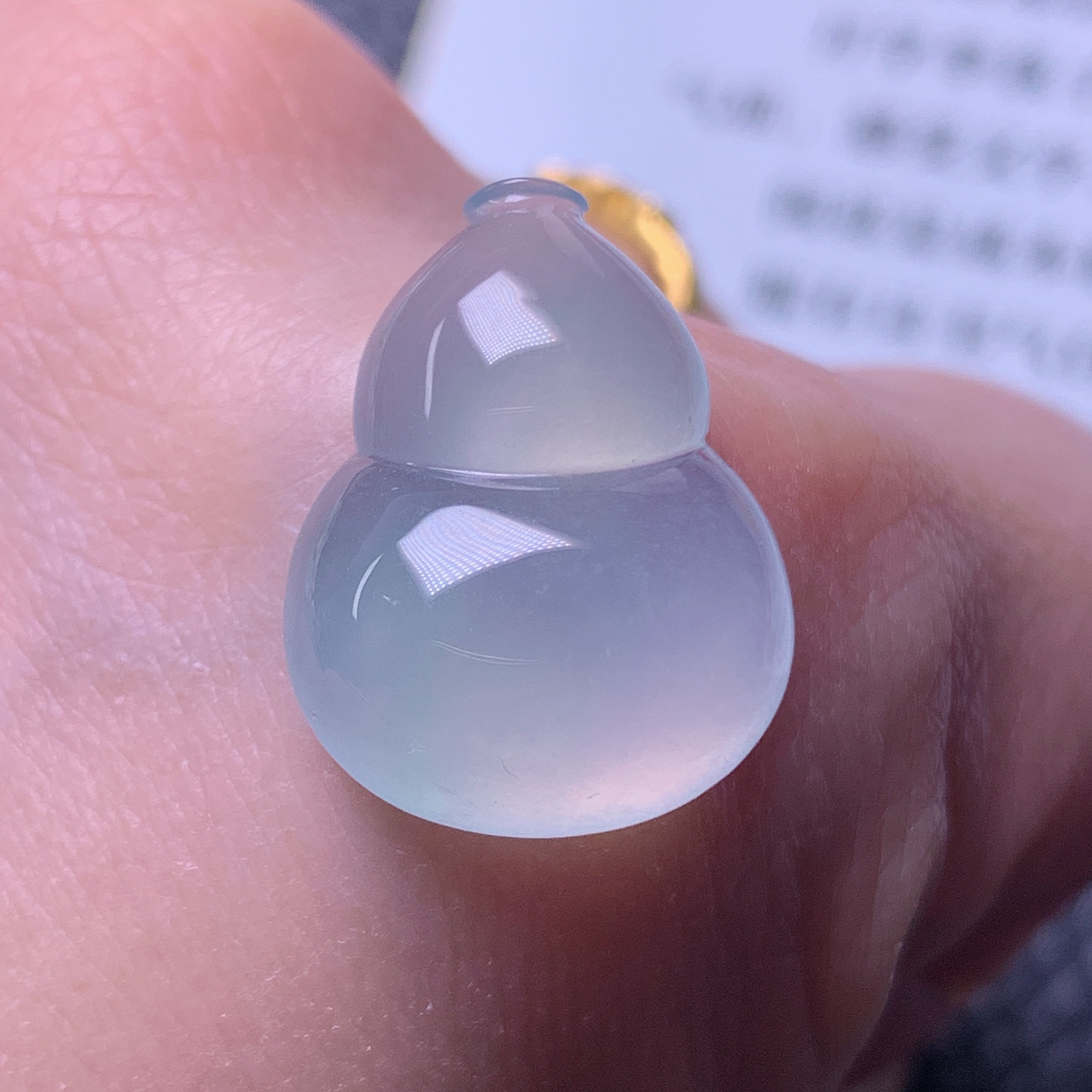 天然缅甸a货翡翠冰种紫色葫芦玉吊坠裸石19/14.5/5.5