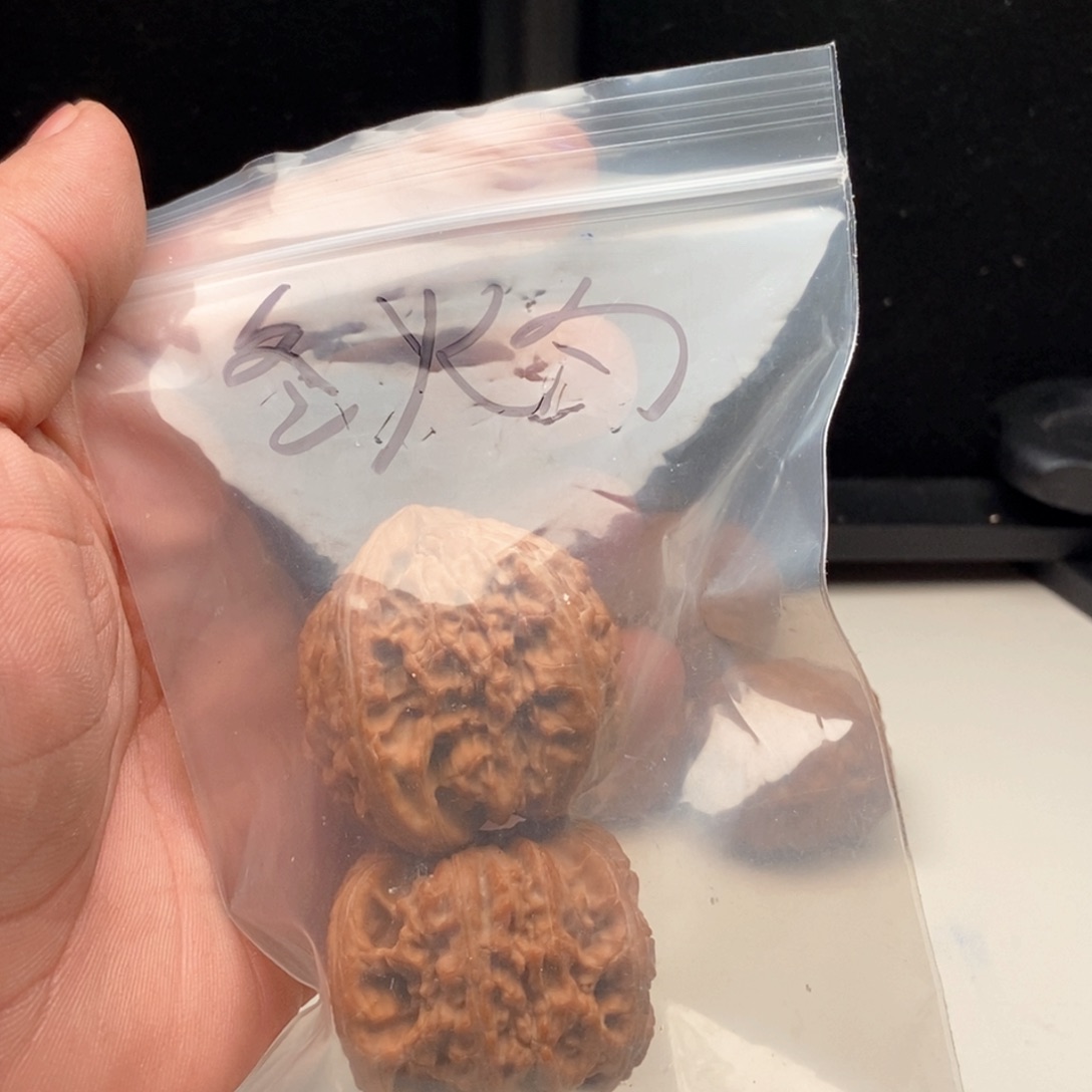 大叶紫檀（黑酸枝木类）文玩核桃白狮子。