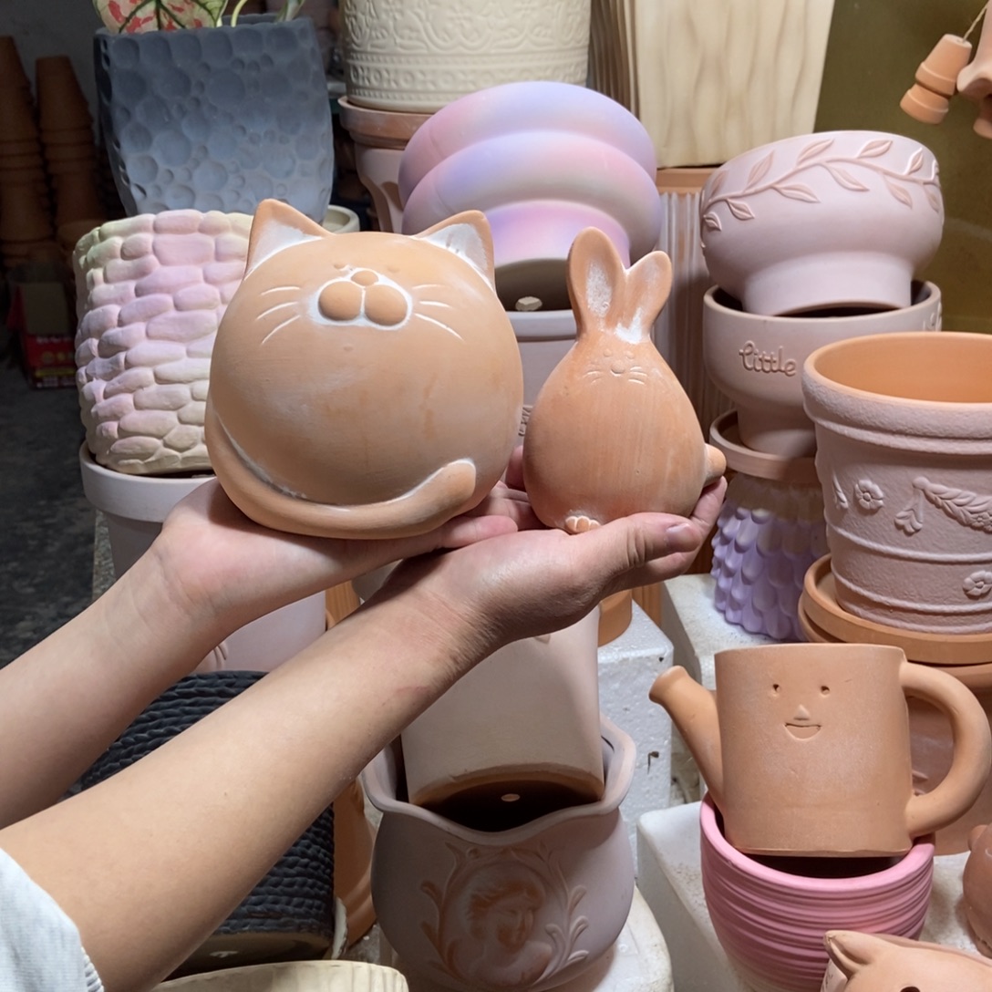 摆件 猫咪+小长耳朵兔子 2只