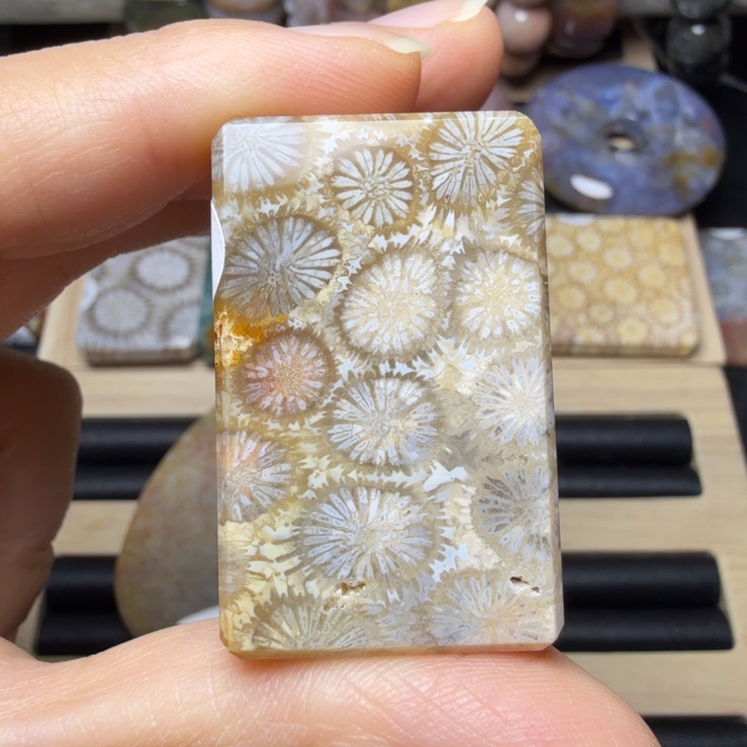 硅化玉未镶嵌飘粉 清晰花，有点骨骼