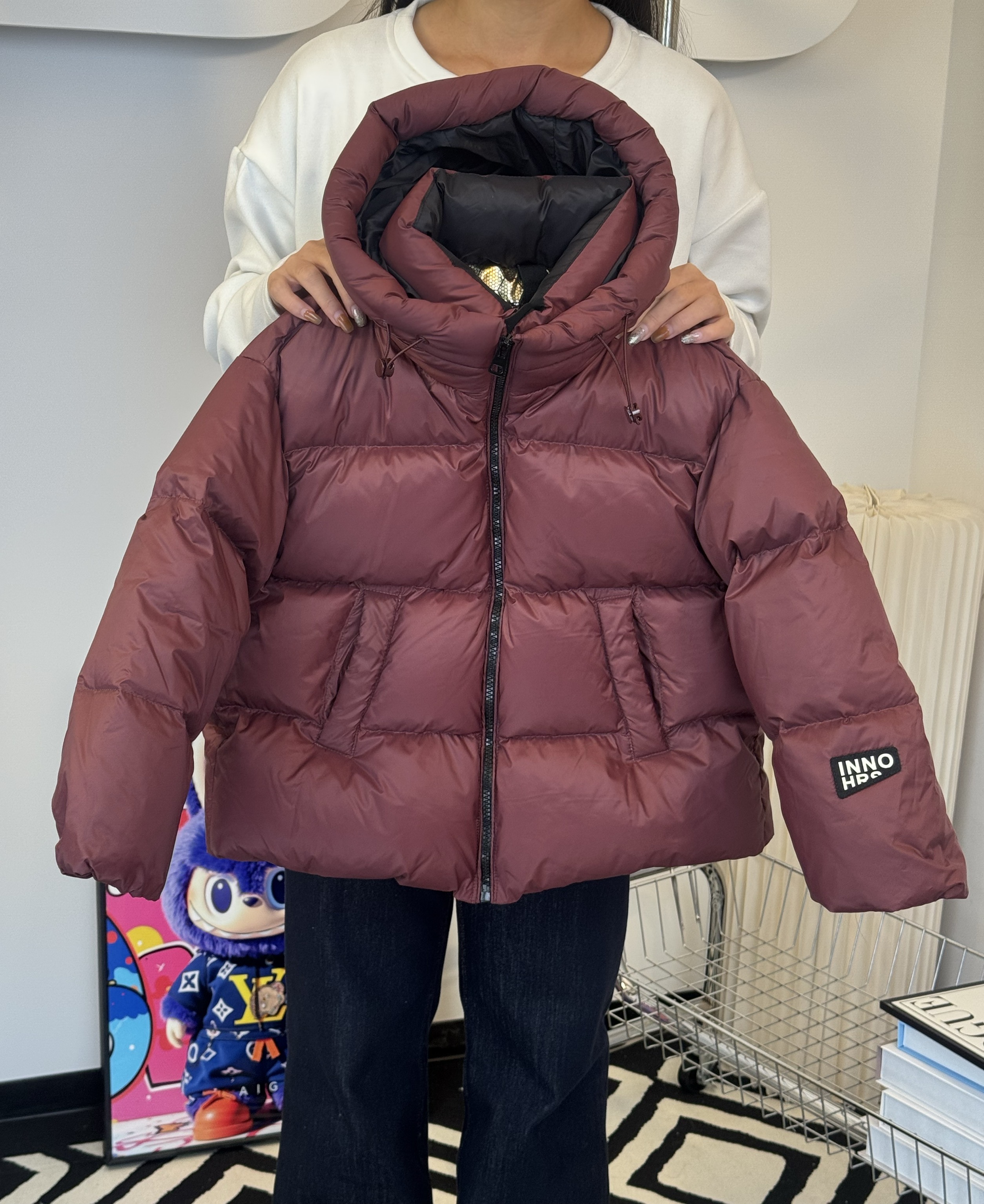 【菠菜】新款白时尚百搭连帽宽松鹅绒新国标加厚儿童羽绒服童女童