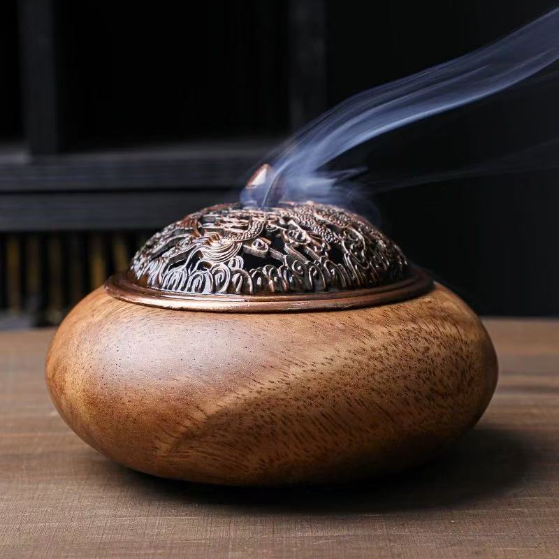 胡桃木龙凤香插