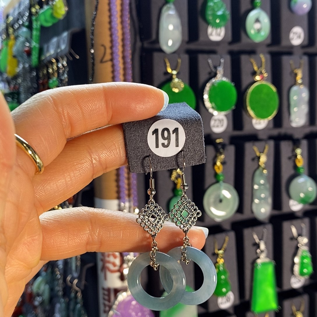 银S925镶嵌翡翠耳饰191