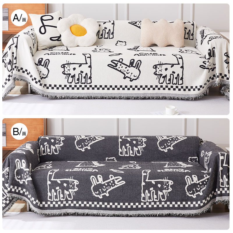 卡通雪尼尔沙发巾一整张全包沙发套罩2025新款四季通用防滑盖巾毯