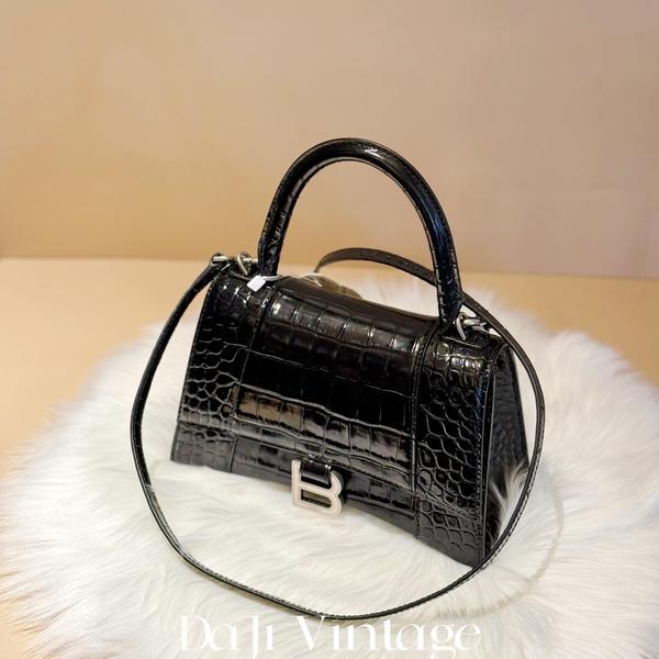 大吉中古/巴黎世家黑银压纹沙漏小号斜挎包