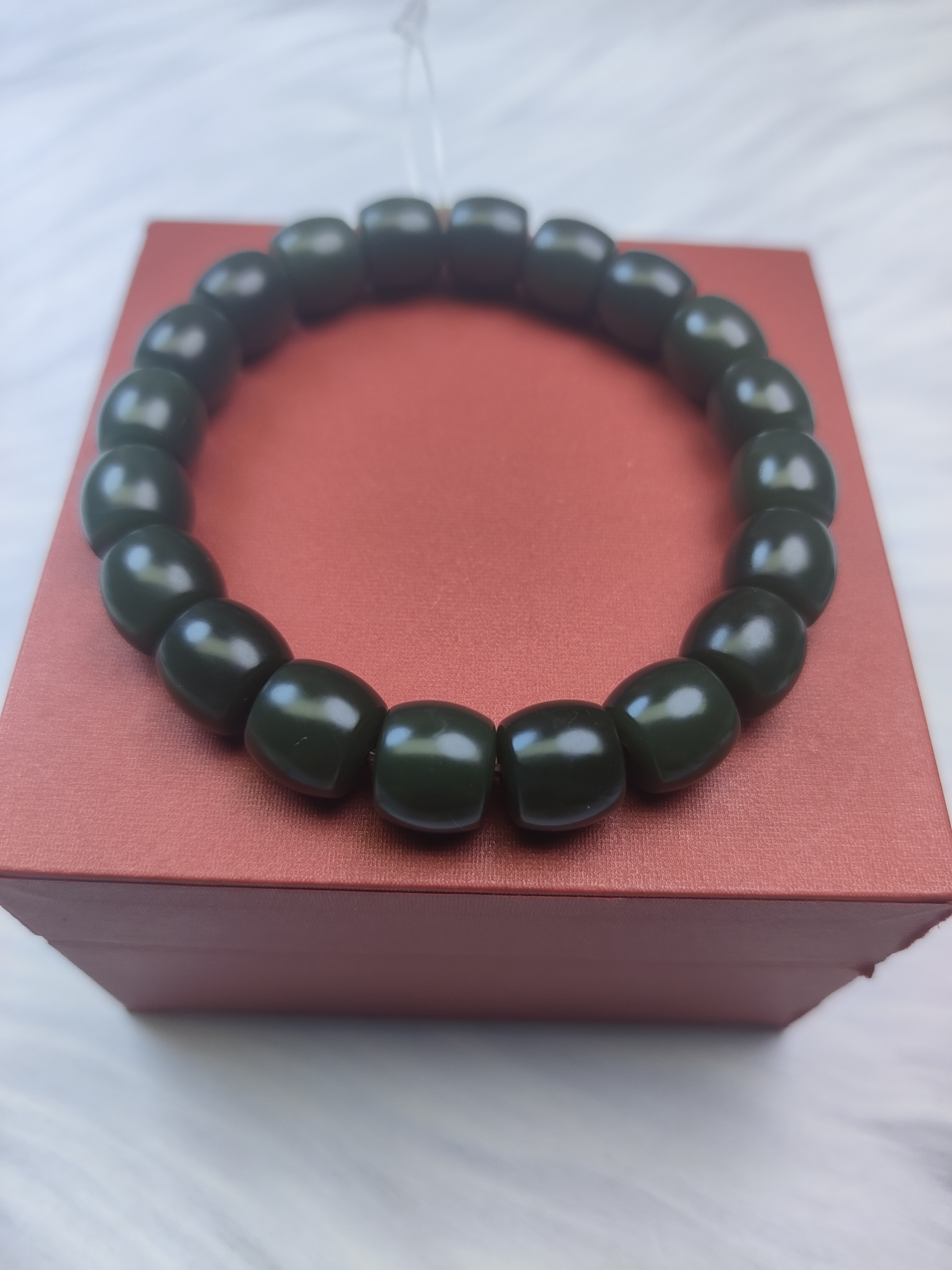 天然和田玉新疆料沙枣青10mm直切手串手链