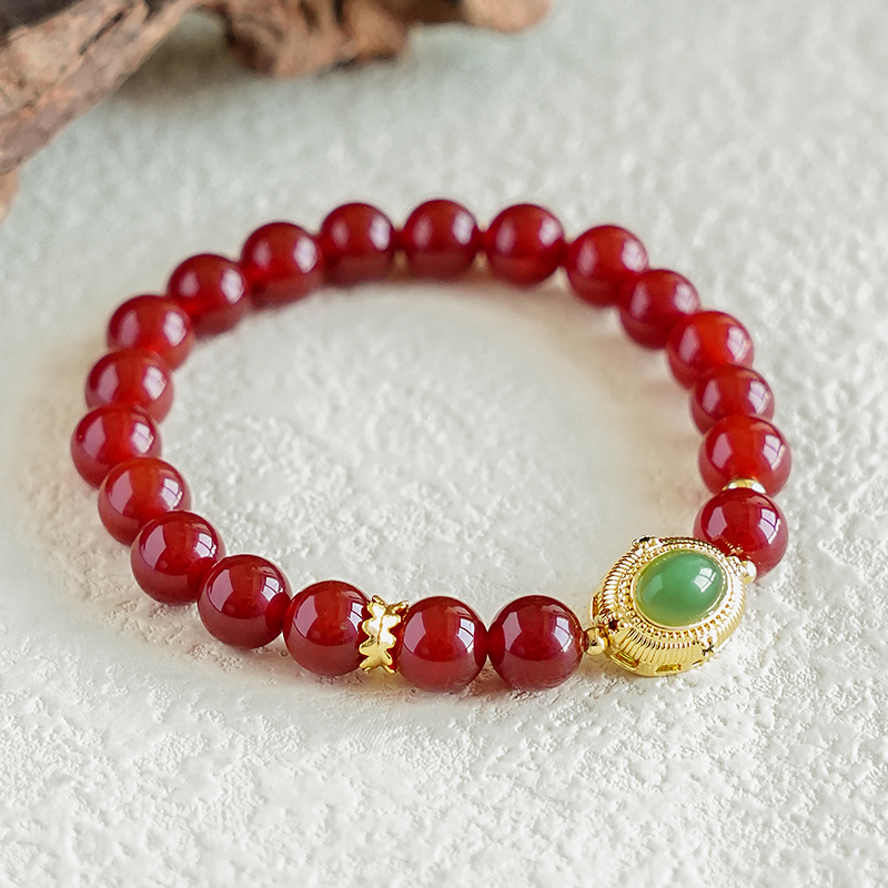 本命年红玛瑙单圈高级女式手链多样性发一-7638