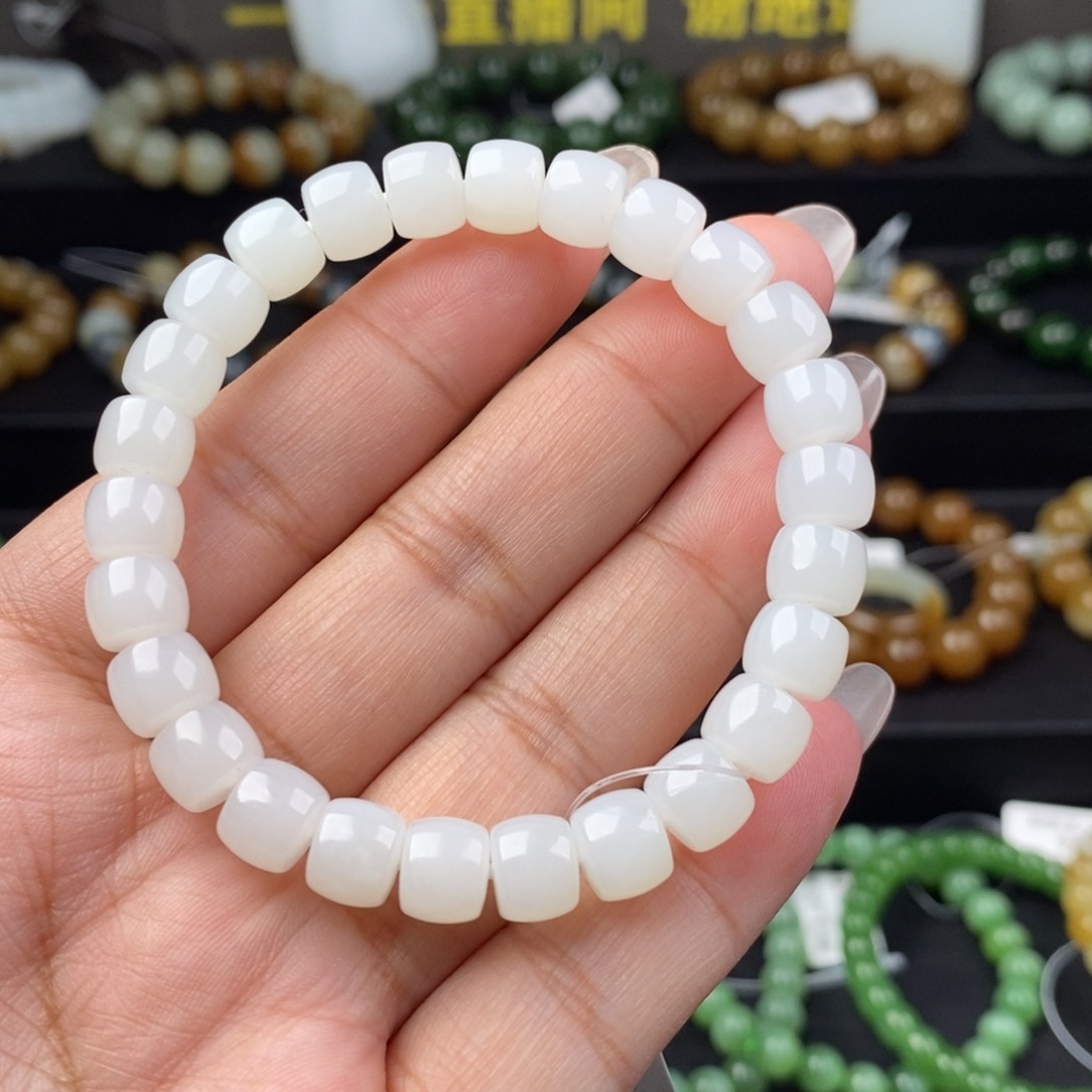 和田玉手串未镶嵌紫**楚