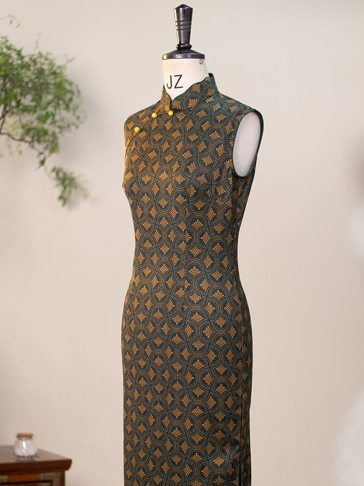 锦笙 | 绿铃123cm改良新中式无袖拉链款修身日常年轻气质旗袍