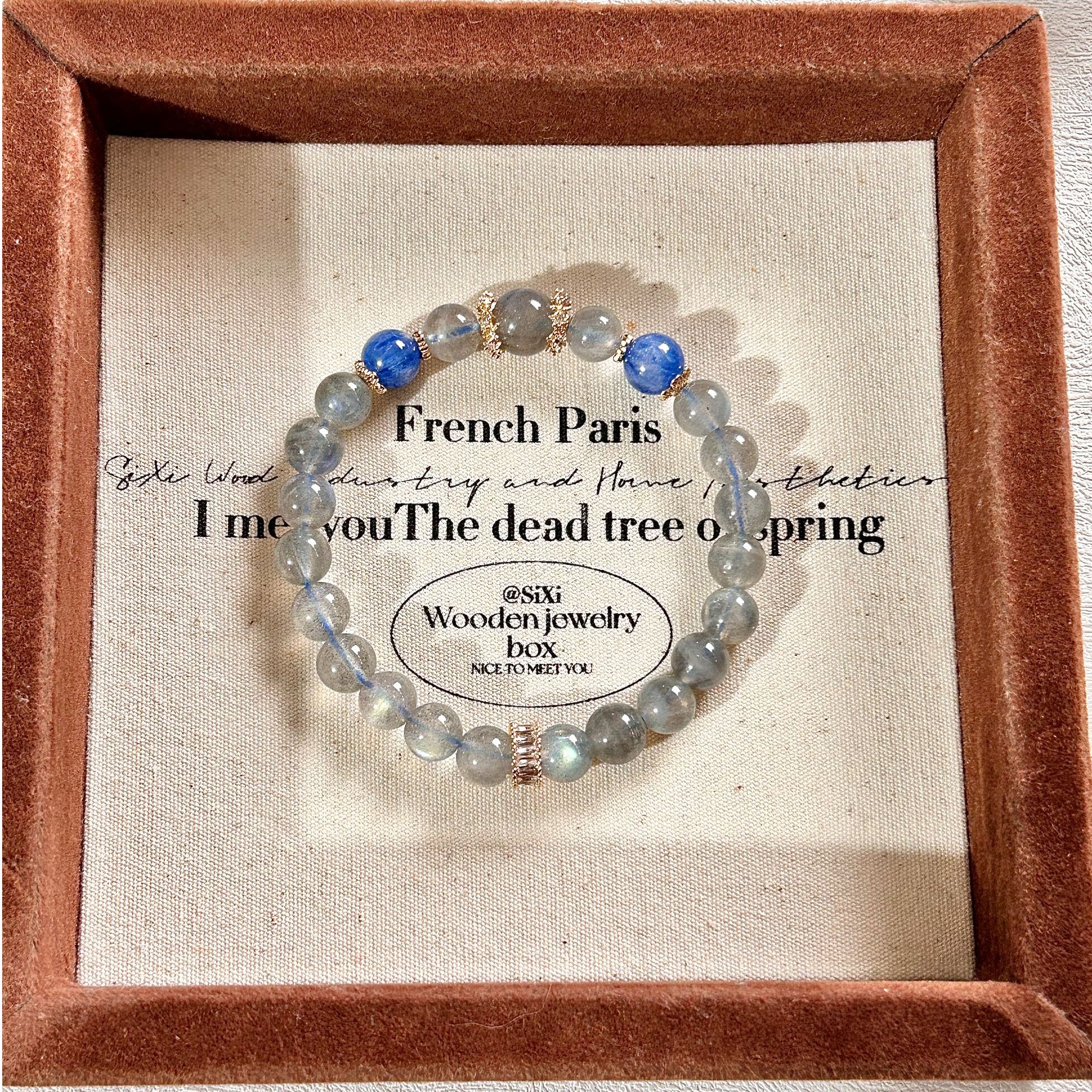 原创天然月光石蓝晶石低调个性百搭手串气质时尚手饰多样性发一