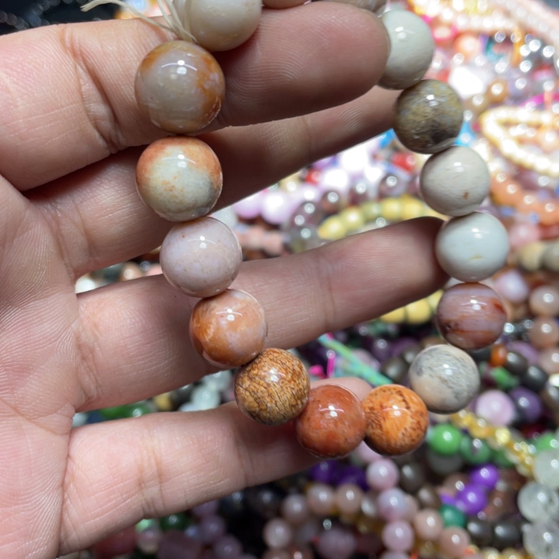 烟晶手链银S800镀金镶嵌