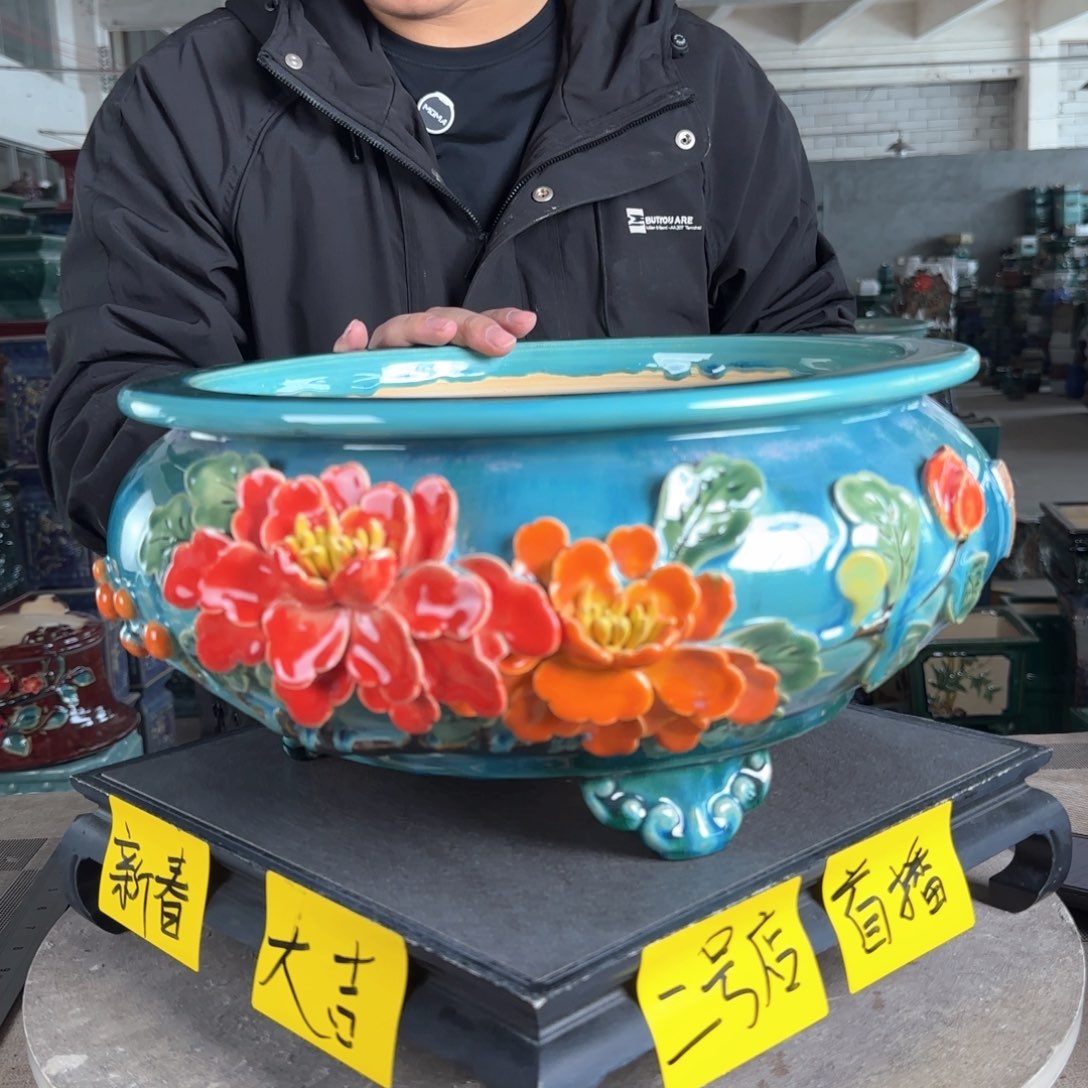 陶。一风堂石湾花盆  手工痕迹