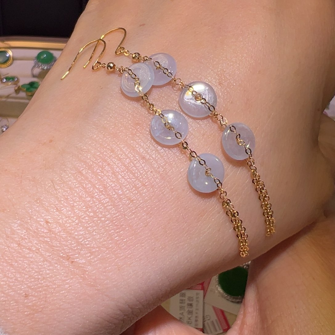 翡翠颈饰18K金镶嵌耳环