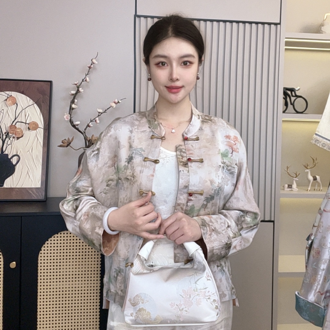 现货【山影】中式香云纱古法手工织造外套  YC6328