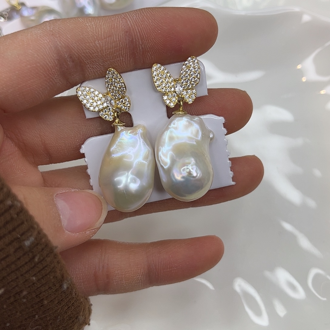 淡水珍珠耳饰合金