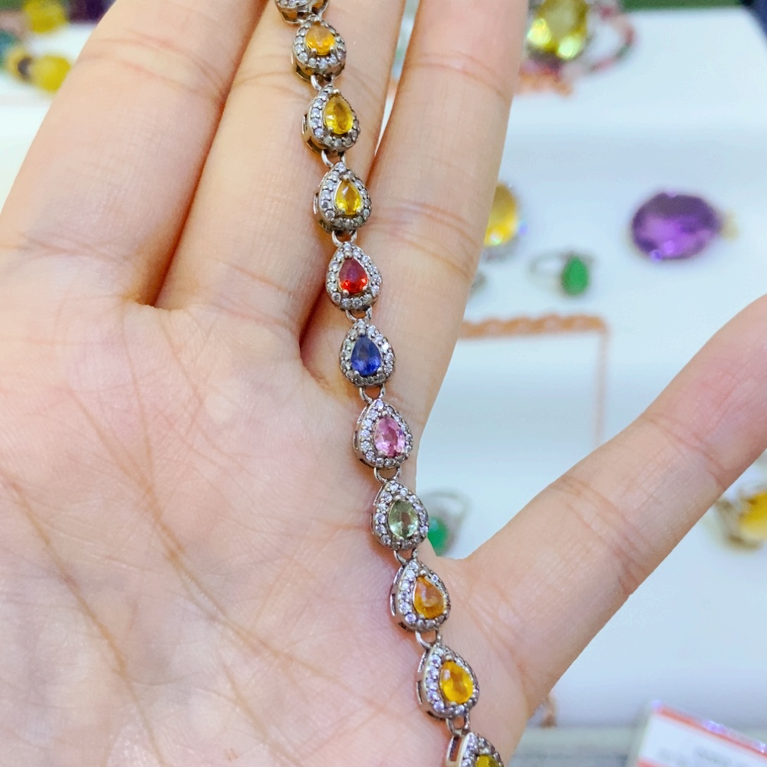 手链蓝宝石银S925镶嵌