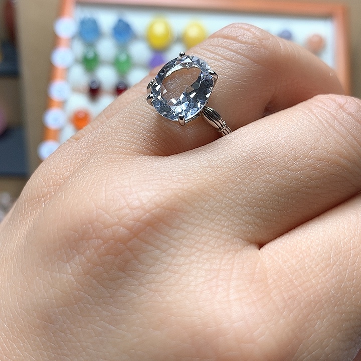 水晶水晶戒指银S925镶嵌