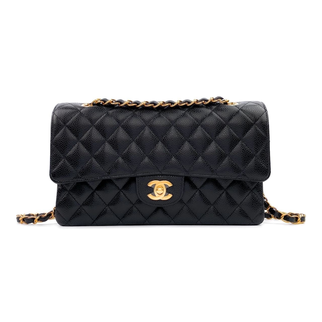 99新 Chanel/香奈儿 荔枝纹黑金cf中号