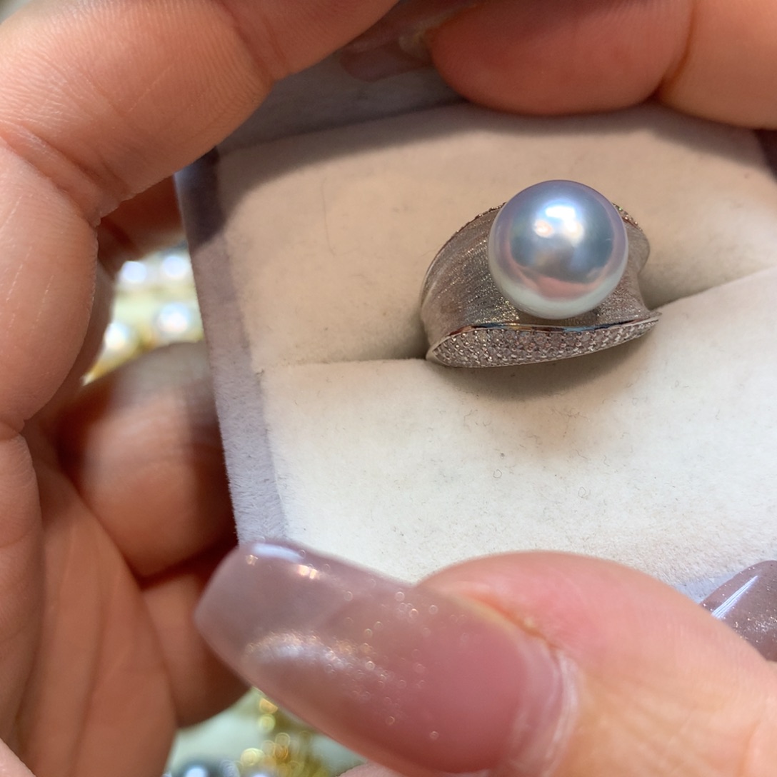 海水珍珠戒指银S925镶嵌