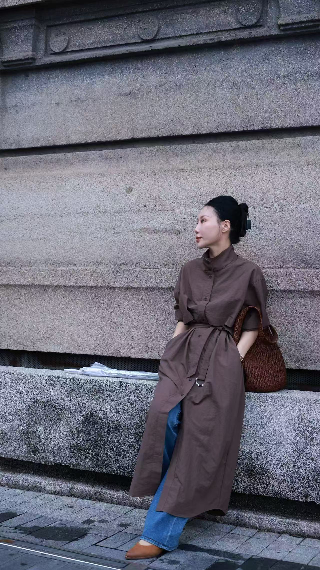 【那尚新品】早秋极简风气质小众风衣连衣裙