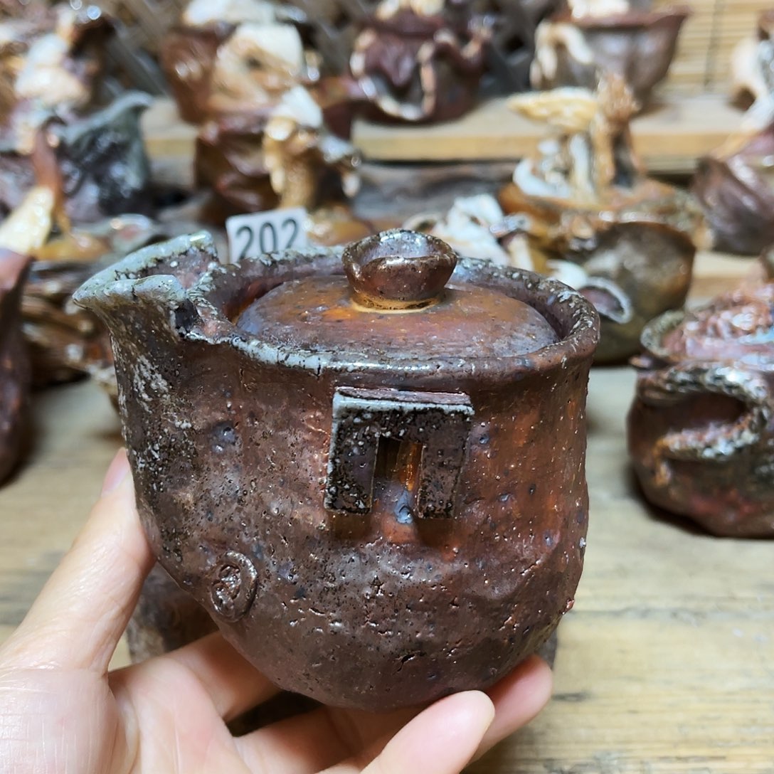 杯柴烧粗陶手捏宝瓶