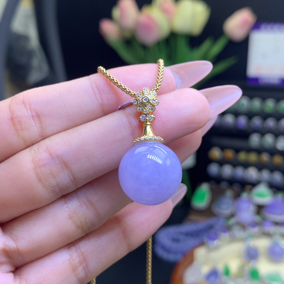 翡翠颈饰18K金镶嵌天然