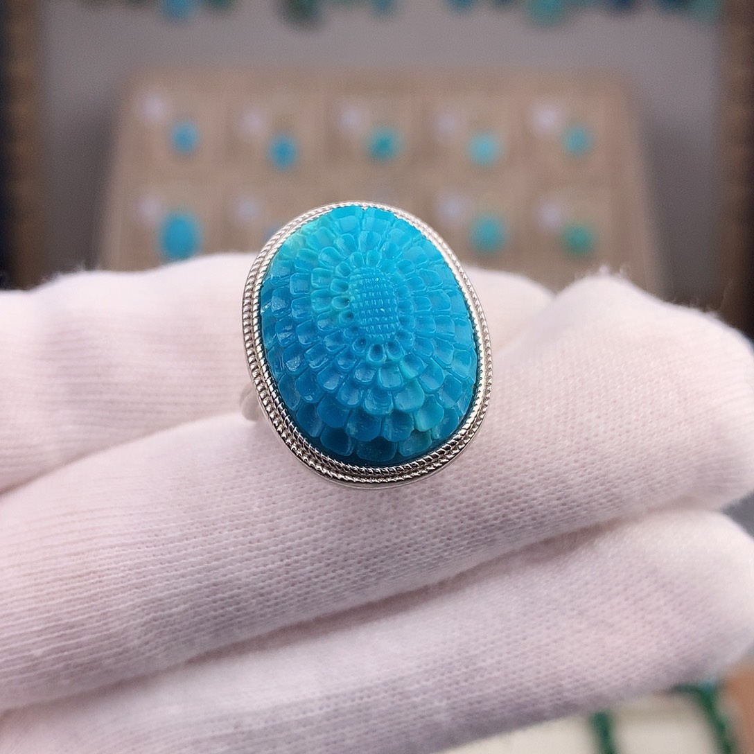 绿松石戒指银S925镶嵌