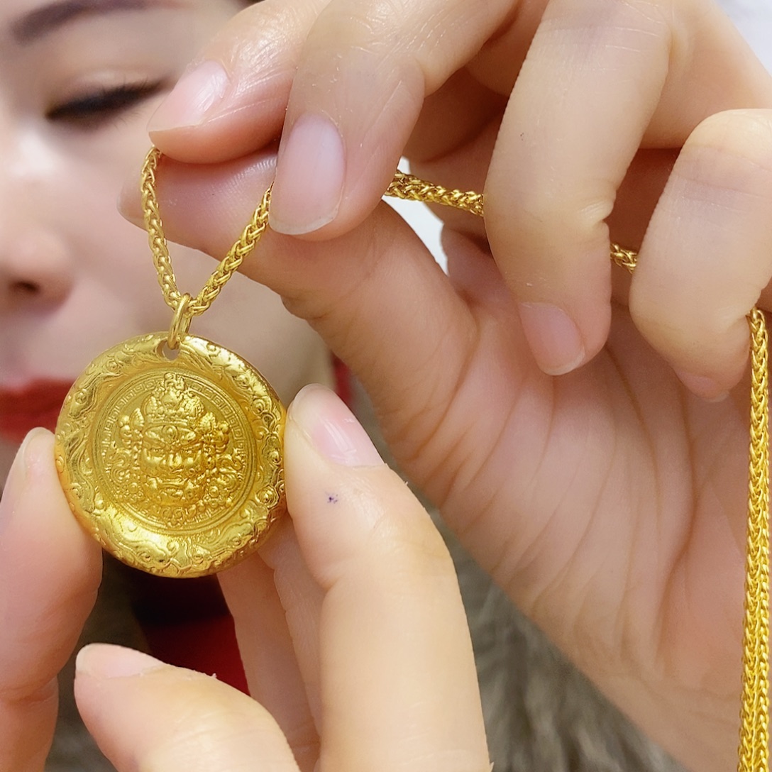 合金016双面牌黄财神吊坠