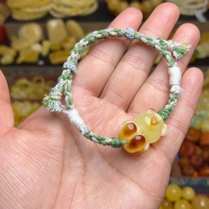 蜜蜡未镶嵌珠宝奇石天然蜜蜡小熊编制款