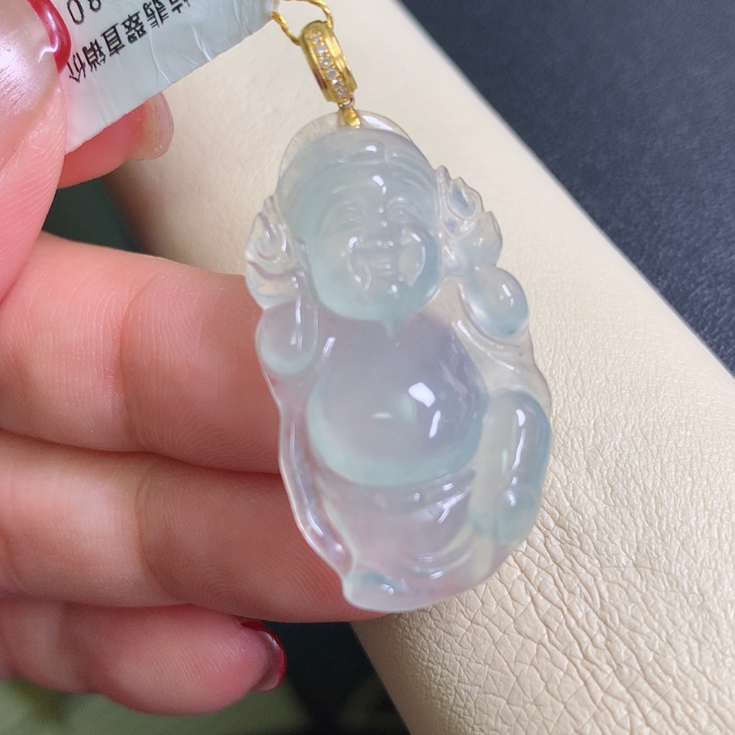 【闪购商品】翡翠颈饰18K金镶嵌财神