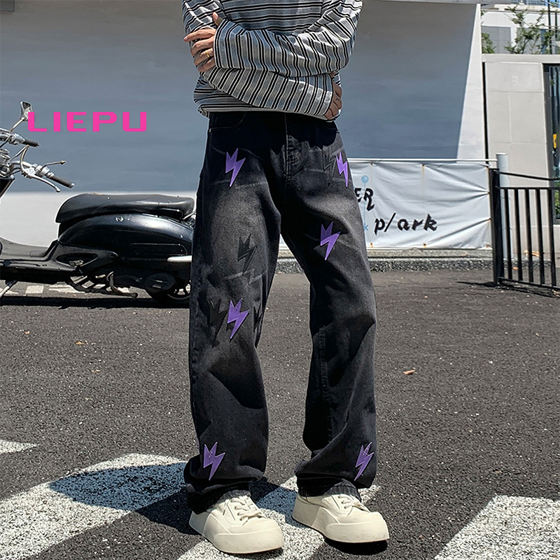 猎璞裤子男新款宽松水洗阔腿牛仔裤男士2025美式潮牌宽松休闲长裤