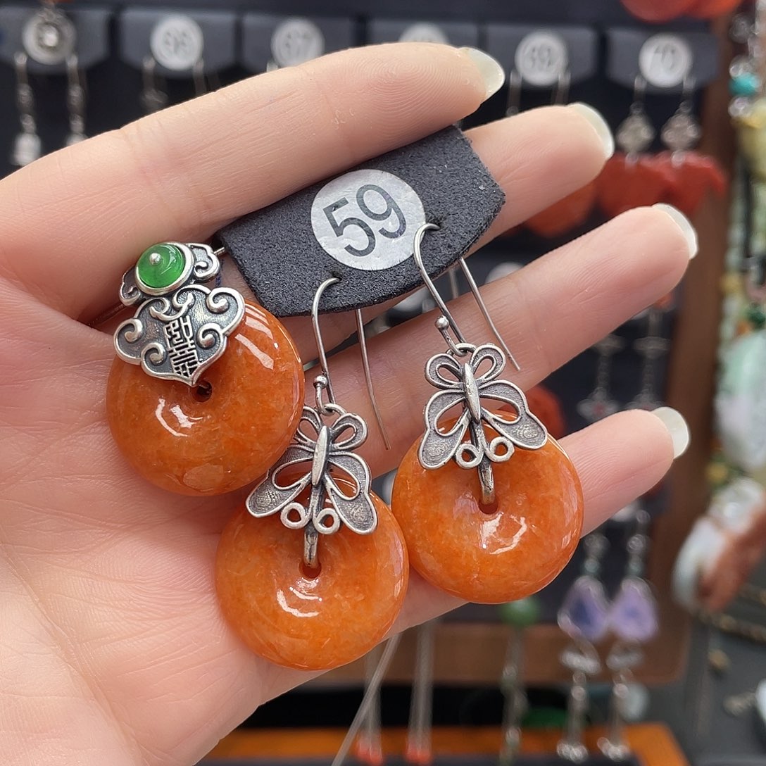 翡翠耳饰银S925镶嵌小**婉953yjmhhhh