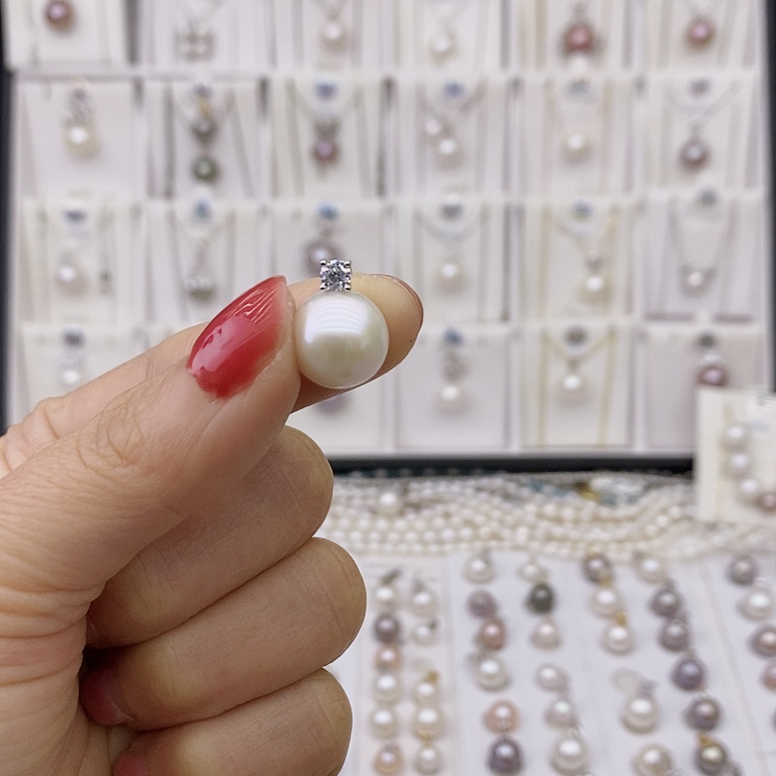 淡水珍珠银S925镶嵌吊坠(不含链)