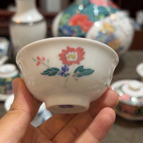 醴陵高温瓷手绘小茶碗