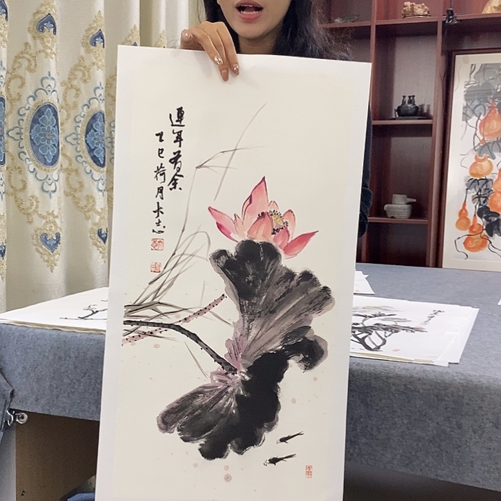 国画纯手绘国画写意作品34*68