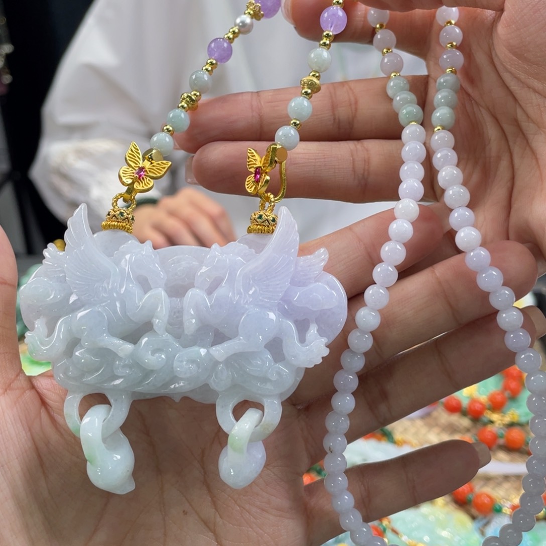 翡翠颈饰未镶嵌代编织