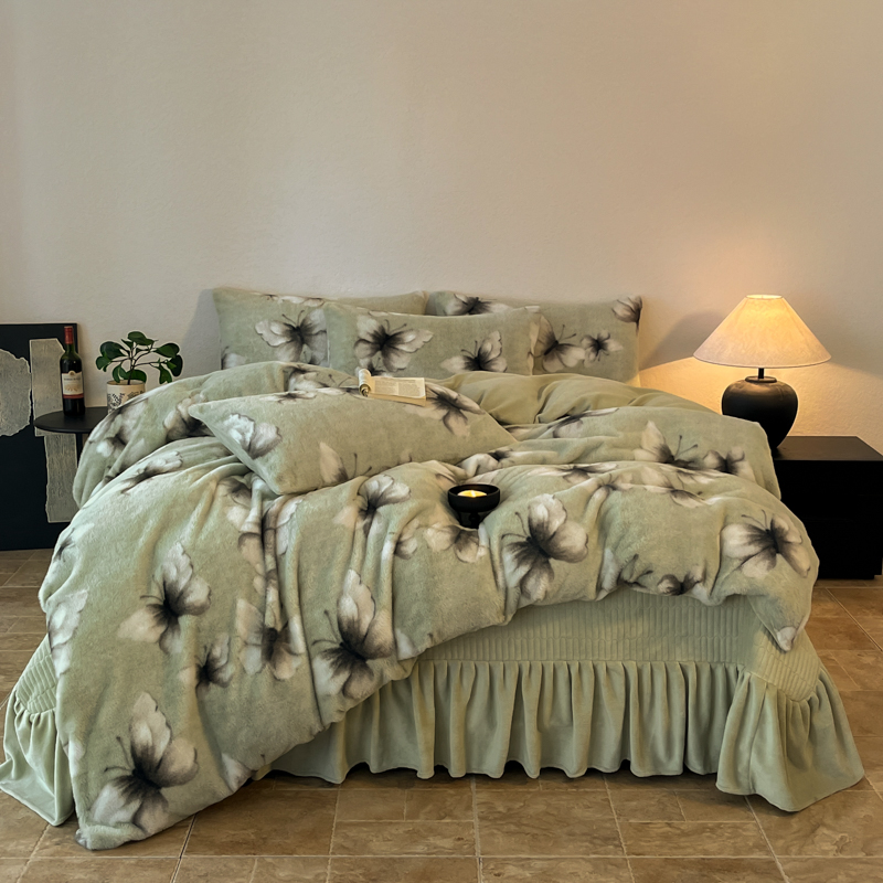 2025新款美拉德高克重兔绒牛奶绒床盖款四件套