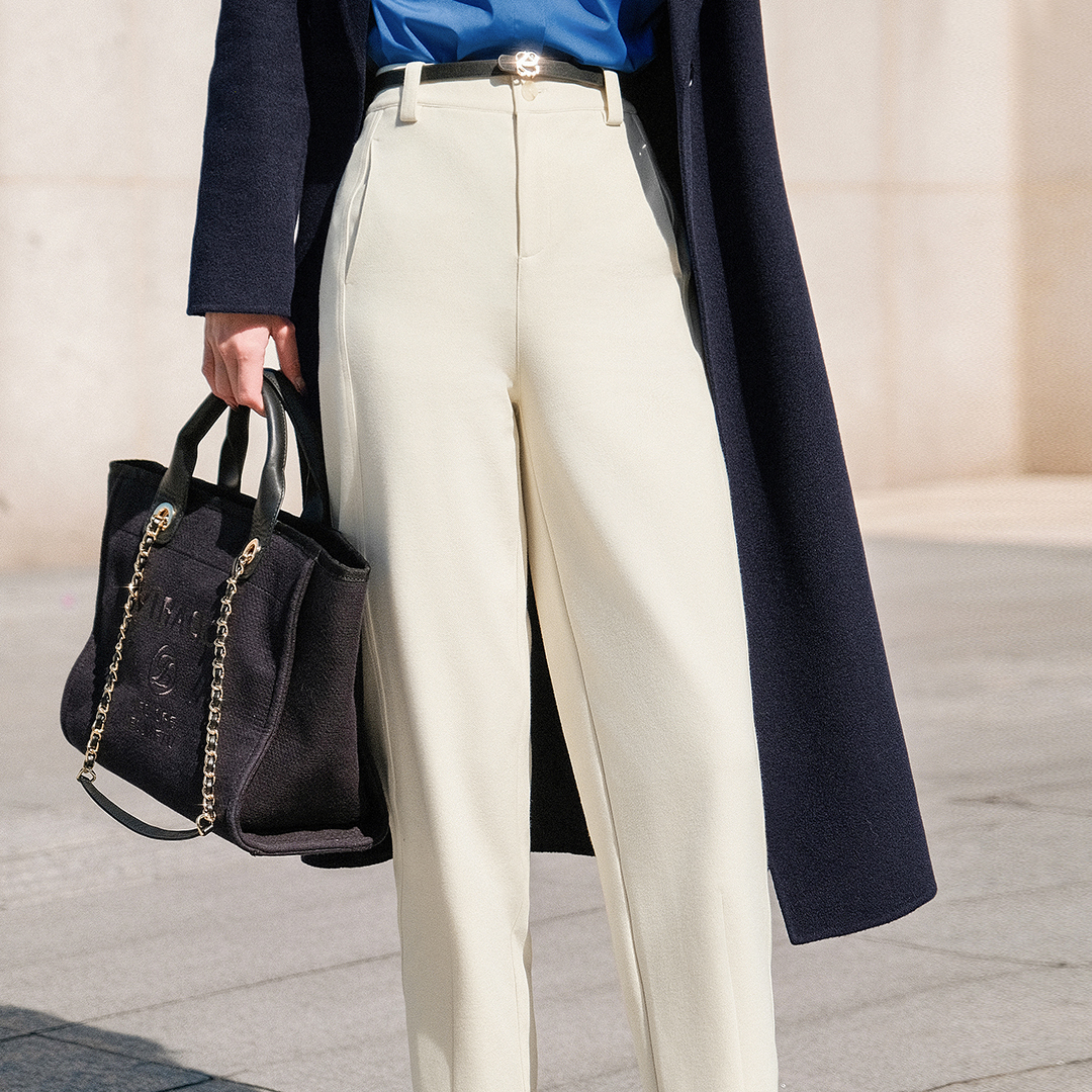 谭飞【空气裤】25年早春新款米白色宽松百搭萝卜哈伦裤休闲裤子女士