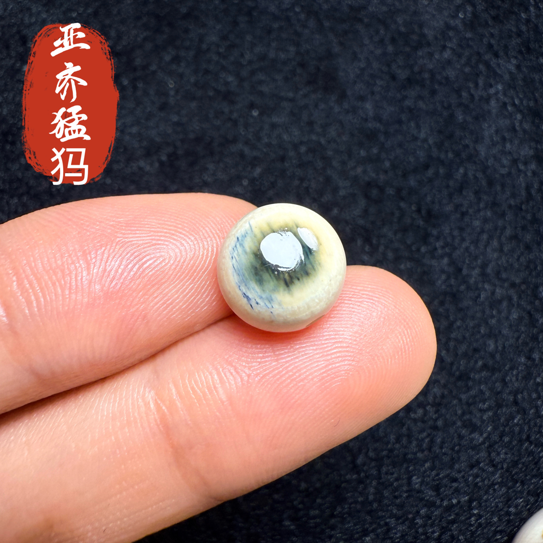 Y69猛犸象牙冰料蓝皮蓝眼睛圆珠10mm