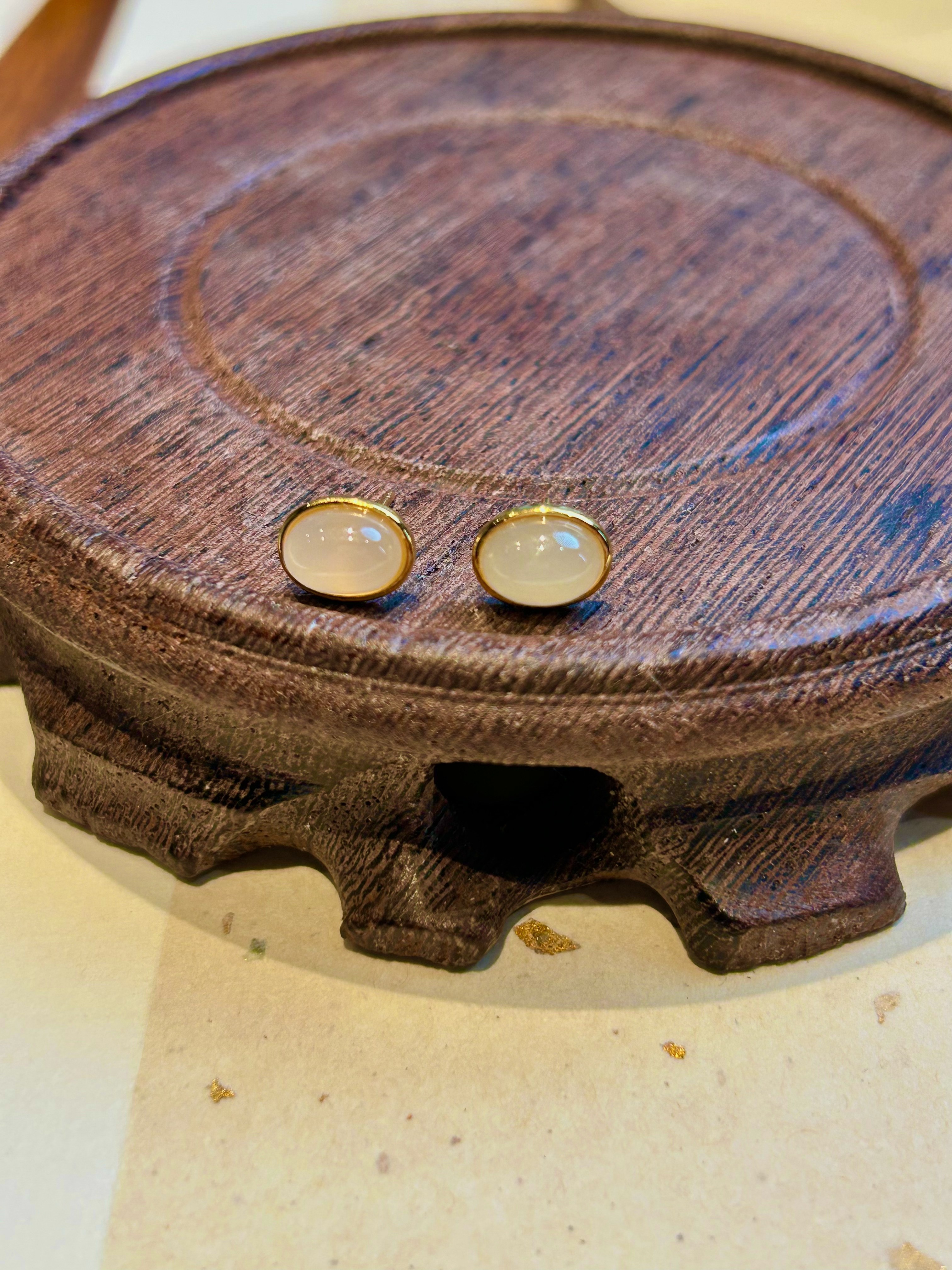 天然和田玉藕粉蛋面耳钉02拍一发一z（多样性发货）