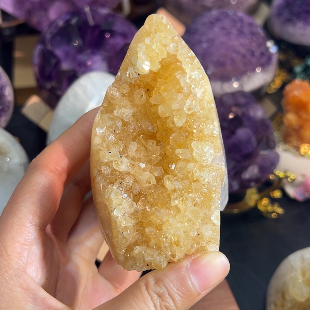 未镶嵌珠宝半成品紫晶15黄水晶晶花